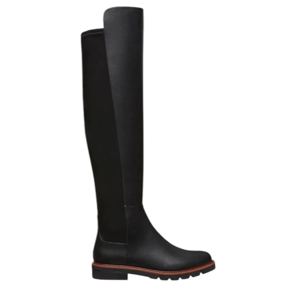 Stuart Weitzman Over the Knee Adrina City Boots Black Leather Size 10.5